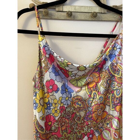 Emma & Michele Satiny Flower Power Floral Slip Dress S - Picture 4 of 5